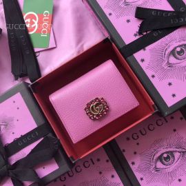 Gucci Leather Card Case With Double G And Crystals Pink 499783