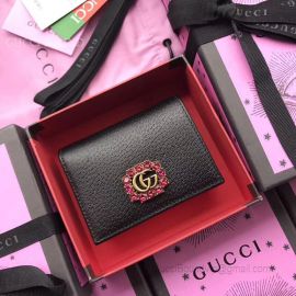 Gucci Leather Card Case With Double G And Crystals Black 499783