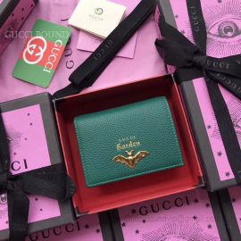 Gucci Garden Bat Print Calfskin Card Case Green 516938