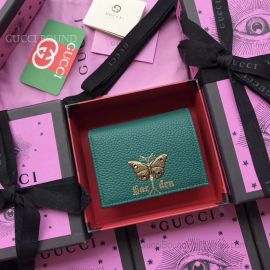 Gucci Garden Butterfly Print Calfskin Card Case Green 516938