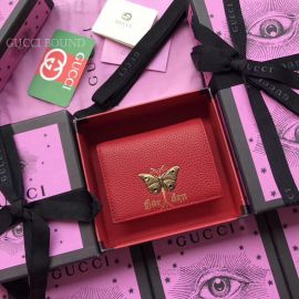 Gucci Garden Butterfly Print Calfskin Card Case Red 516938