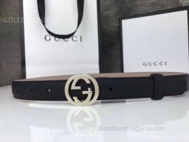 Gucci Leather Belt With Interlocking G Buckle Black 25mm