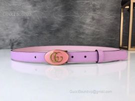 Gucci Leather Belt With Oval Enameled Buckle Pink 20mm