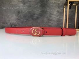 Gucci Leather Belt With Oval Enameled Buckle Red 20mm
