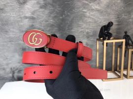 Gucci Leather Belt With Oval Enameled Buckle Red 20mm