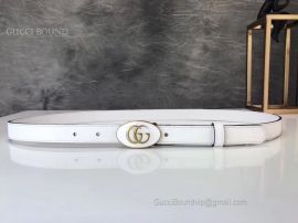 Gucci Leather Belt With Oval Enameled Buckle White 20mm