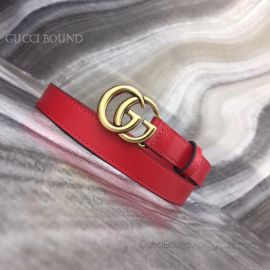 Gucci Red Leather Belt With Double G Buckle 20mm