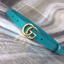 Gucci Leather Belt With Double G Buckle Cyan 20mm