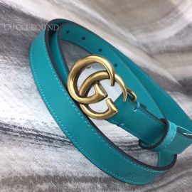 Gucci Leather Belt With Double G Buckle Cyan 20mm
