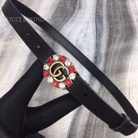 Gucci Black Leather Belt With Double G And Crystals 20mm