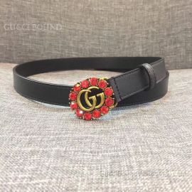Gucci Leather Belt With Double G And Crystals Black 20mm