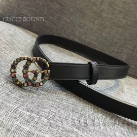 Gucci Leather Black Belt With Double G And Crystals 20mm