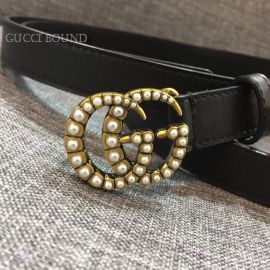 Gucci Leather Belt With Pearl Double G Black 20mm
