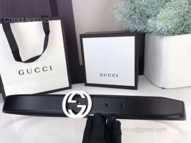 Gucci Leather Black Belt With Interlocking G 35mm