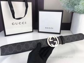 Gucci GG Supreme Belt With G Buckle Dark Grey 35mm