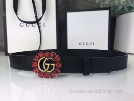 Gucci Leather Belt Black With Double G And Crystal 30mm