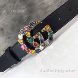 Gucci Leather Belt With Crystal Double G Buckle Black 30mm