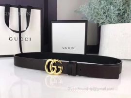 Gucci Black Leather Belt With Double G Buckle 30mm