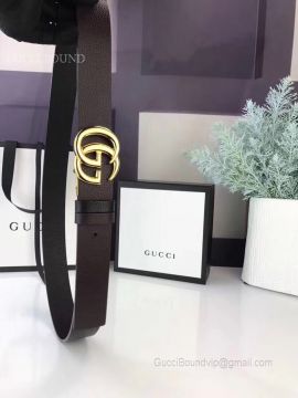 Gucci Black Leather Belt With Double G Buckle 30mm