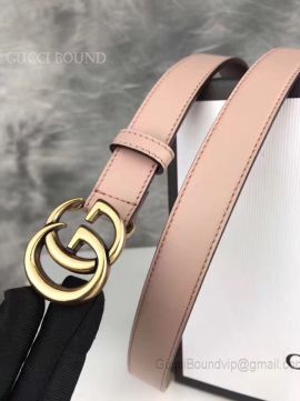 Gucci Leather Belt With Double G Buckle Pink 30mm