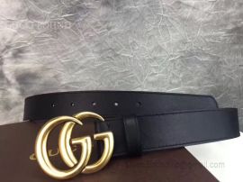 Gucci Leather Belt With Double G Buckle Black 30mm