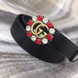Gucci Leather Belt With Double G And Crystals Black 30mm