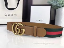 Gucci Web Belt With Double G Buckle Green And Red 40mm