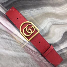 Gucci Leather Belt With Framed Double G Red 40mm