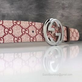 Gucci GG Supreme Belt With G Buckle Pink 40mm