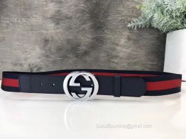 Gucci Web Belt With Double G Buckle Blue And Red Web 40mm