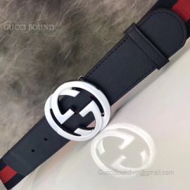 Gucci Web Belt With Double G Buckle Blue And Red Web 40mm