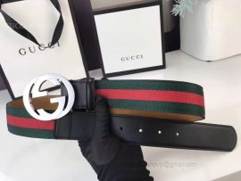 Gucci Web Belt Green And Red Web With Double G Buckle 40mm