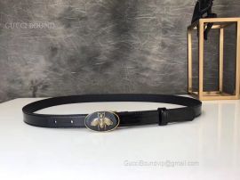 Gucci Leather Belt With Bee Buckle Black 20mm