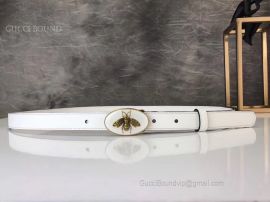 Gucci Leather Belt With Bee Buckle White 20mm