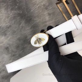 Gucci Leather Belt With Bee Buckle White 20mm