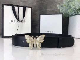 Gucci Leather Belt With Butterfly Black 38mm