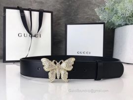 Gucci Leather Belt With Butterfly Black 38mm