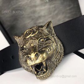 Gucci Leather Belt With Tiger Head Black 38mm