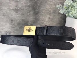 Gucci Signature Leather Belt With Bee Black 38mm