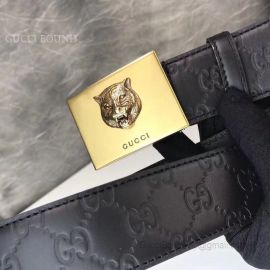 Gucci Signature Leather Belt With Tiger Black 38mm