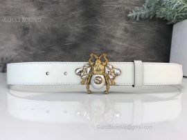 Gucci Leather Belt With Bee White 30mm