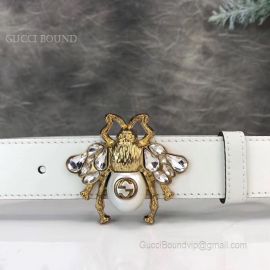 Gucci Leather Belt With Bee White 30mm