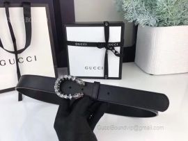 Gucci Leather Belt With Crystal Dionysus Buckle Black 30mm