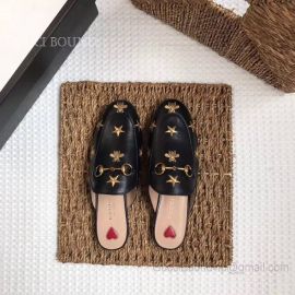 Gucci Princetown Embroidered Leather Slipper Black