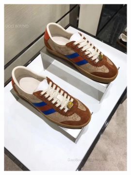 Gucci Leather And Suede Web Sneaker Brown