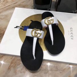 Gucci Leather Thong Sandal With Double G White