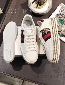 Gucci Leather Platform Sneaker With Dog White