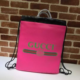 Gucci Print Leather Drawstring Backpack Pink 494053