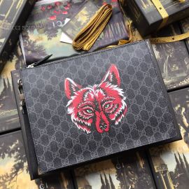 Gucci GG Supreme Pouch With Wolf Black 547084