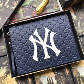 Gucci Leather Pouch With NY Yankees Patch Blue 547796
